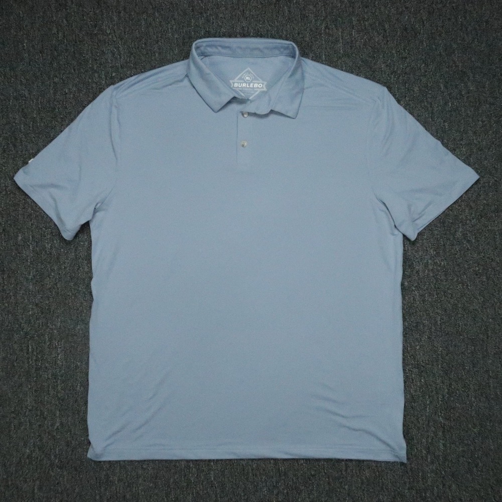Burlebo Shirt Mens Extra Large Light Blue Performance Polo Short Sleeve Stretch